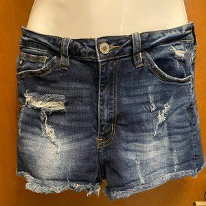 KanCan Cut Off Denim Blue Jean Shorts Distressed JR Size 7 / 27